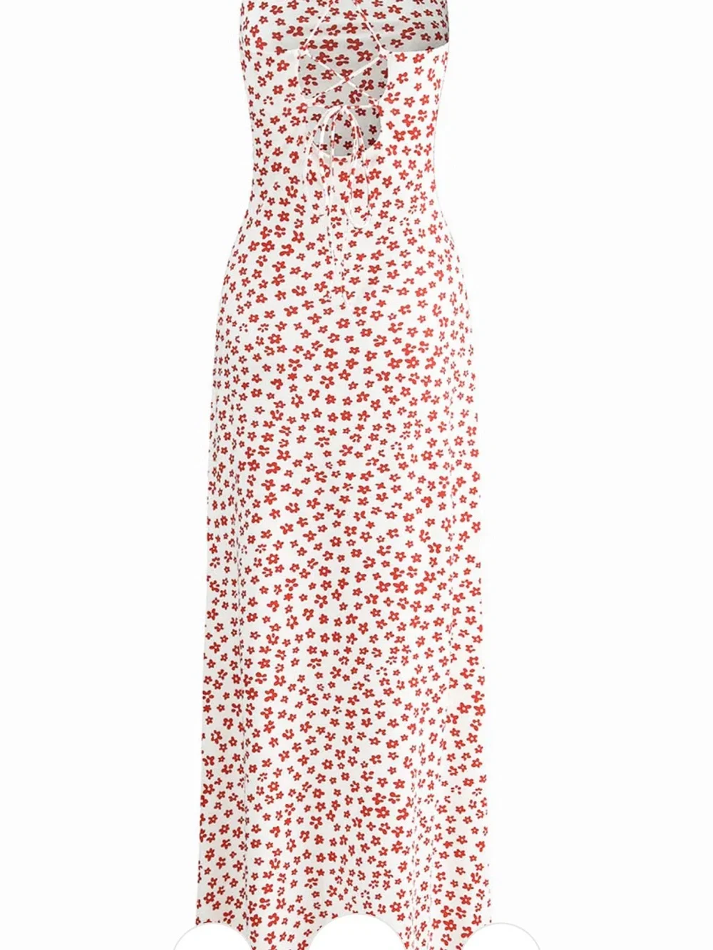 Commense Cream Maxi Dress with Red Floral Print - Picture 3 of 5
